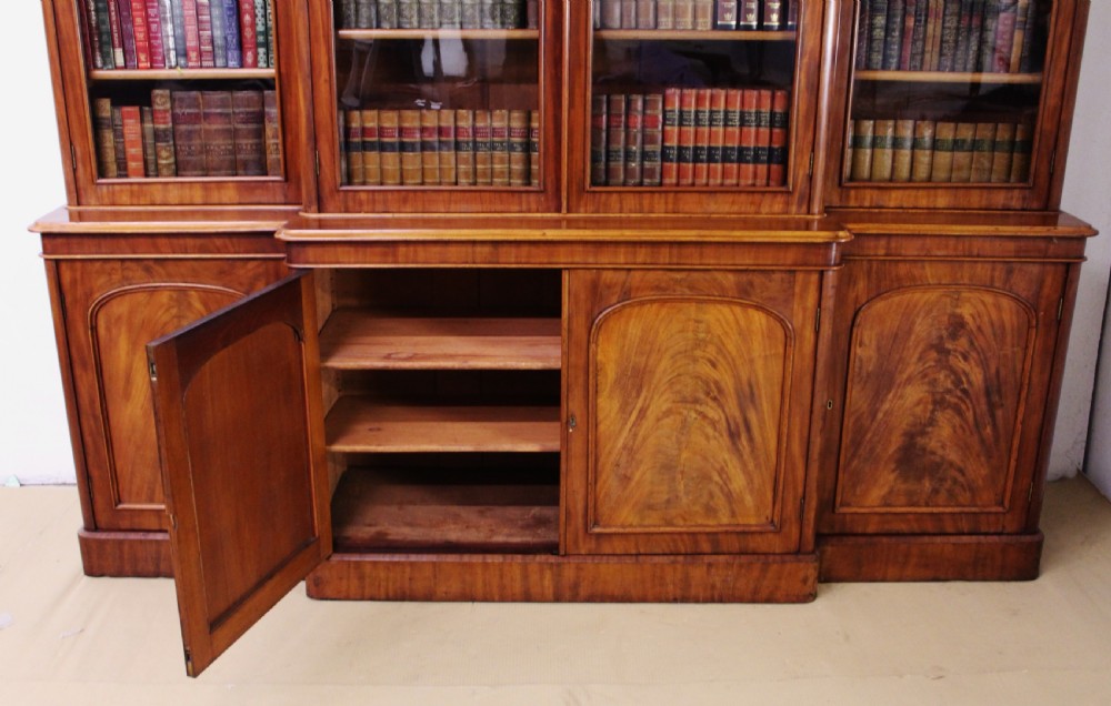 Victorian Mahogany Breakfront Library Bookcase View IV