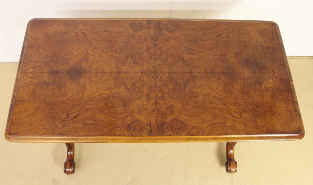 Victorian Burr Walnut Stretcher Table View II