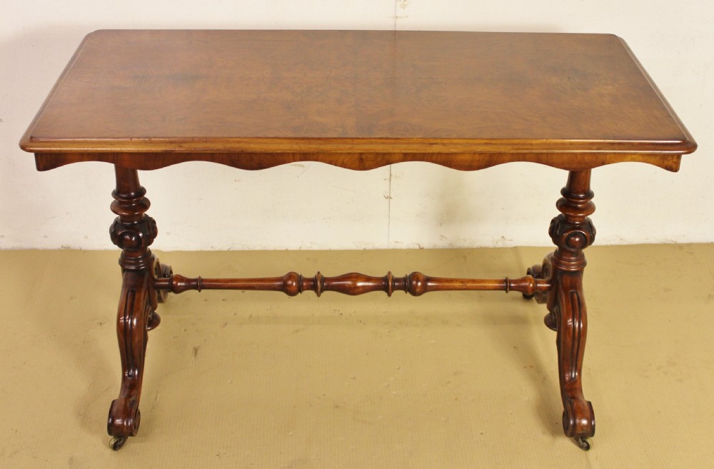 Victorian Burr Walnut Stretcher Table View III