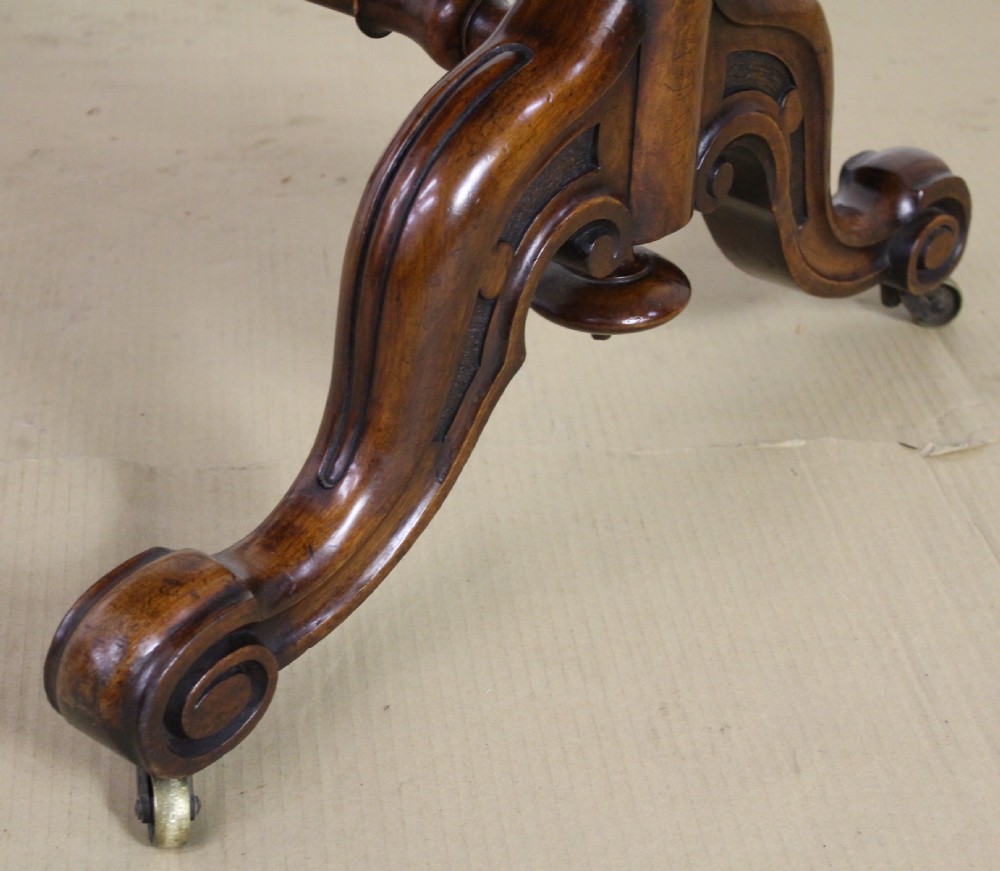 Victorian Burr Walnut Stretcher Table View XI