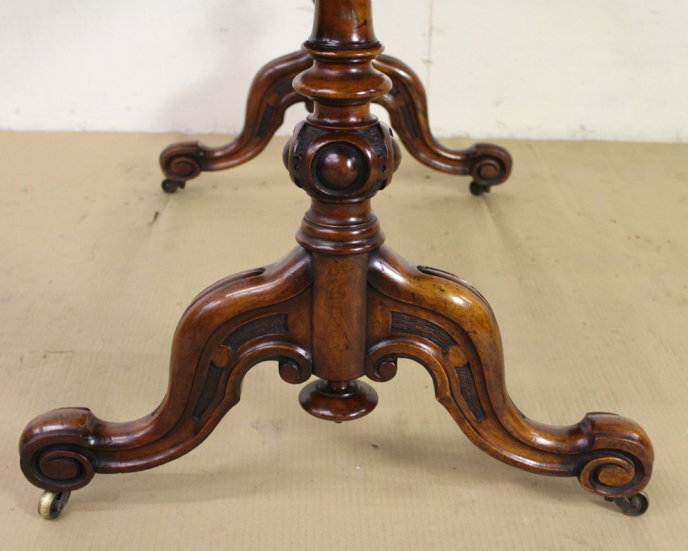Victorian Burr Walnut Stretcher Table View XIV