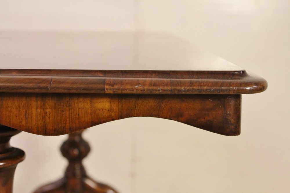 Victorian Burr Walnut Stretcher Table View XV
