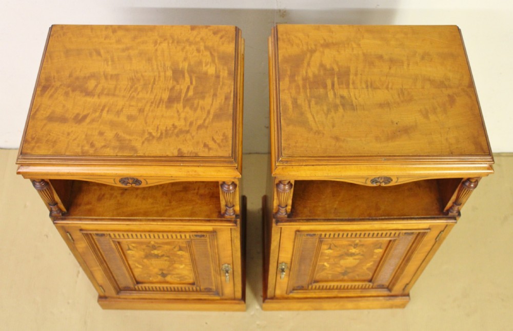 Pair of Inlaid Satinwood Bedside Cupboards View IV