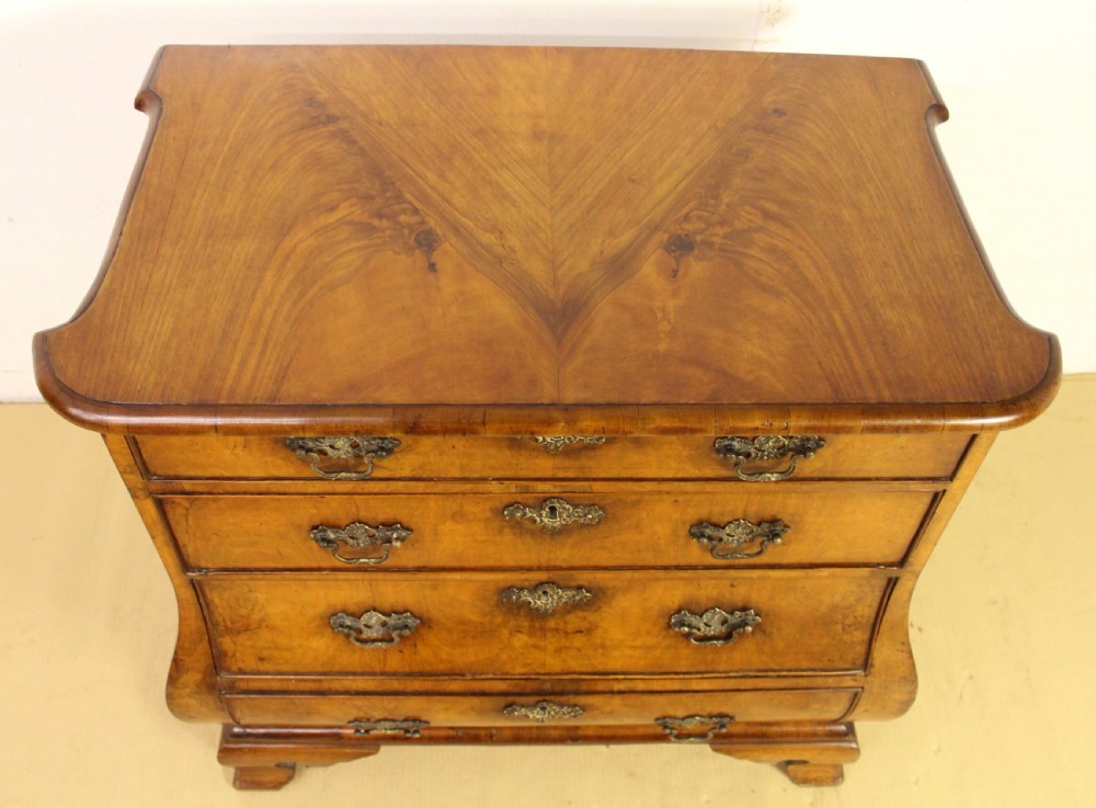Burr Walnut Dutch Bombe Chest of Drawers View III