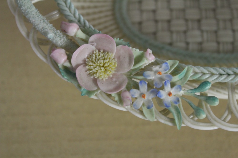 Large Belleek Floral Decorated Basket View III
