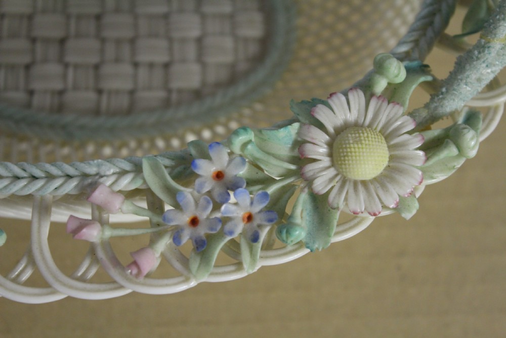 Large Belleek Floral Decorated Basket View VIII