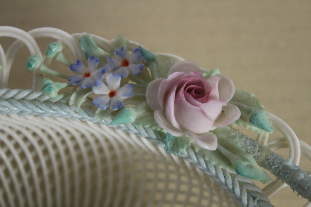 Large Belleek Floral Decorated Basket View IX