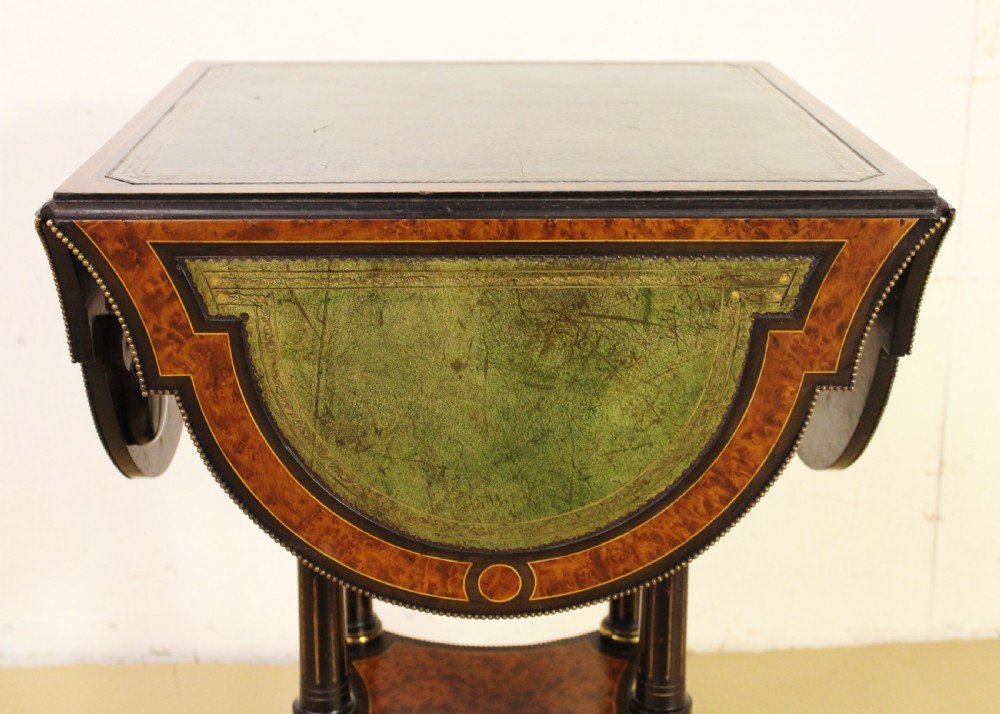 Victorian Amboyna and Ebony Games Table View VIII