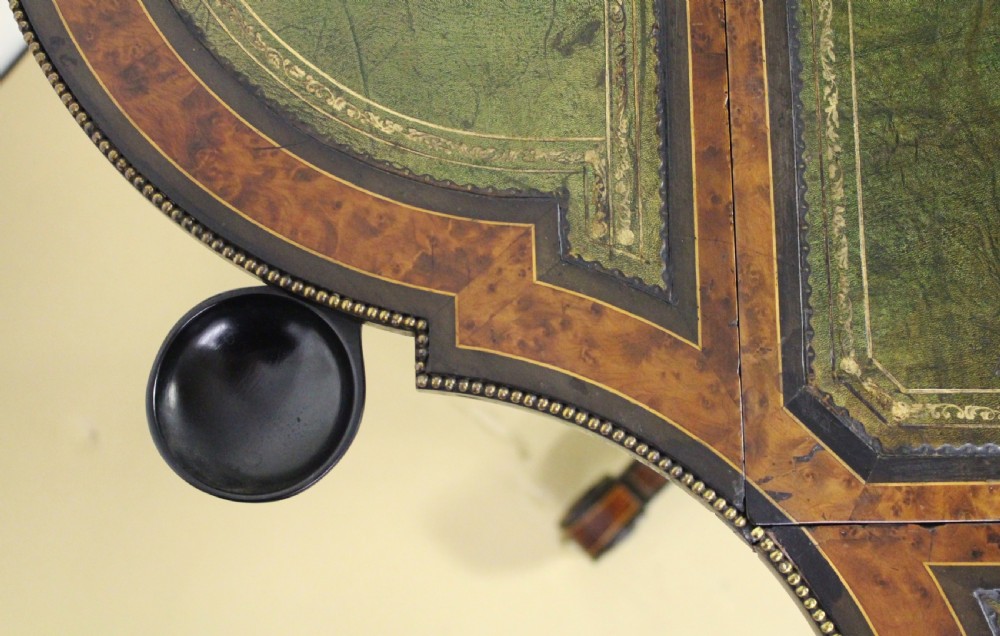 Victorian Amboyna and Ebony Games Table View XIII