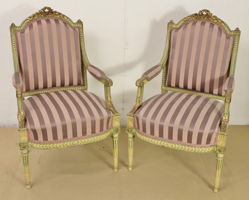 Pair of upholstered French Armchairs