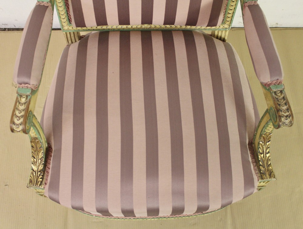 Pair of upholstered French Armchairs View XI
