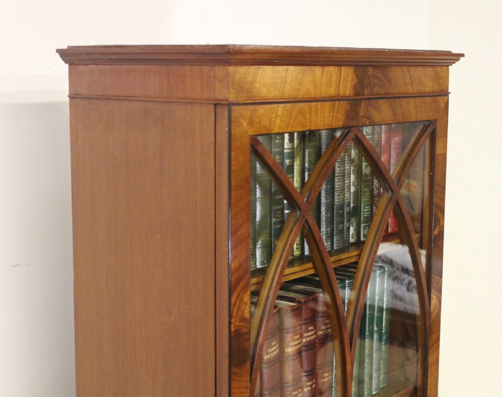Slender Edwardian Flame Mahogany Bookcase View IX