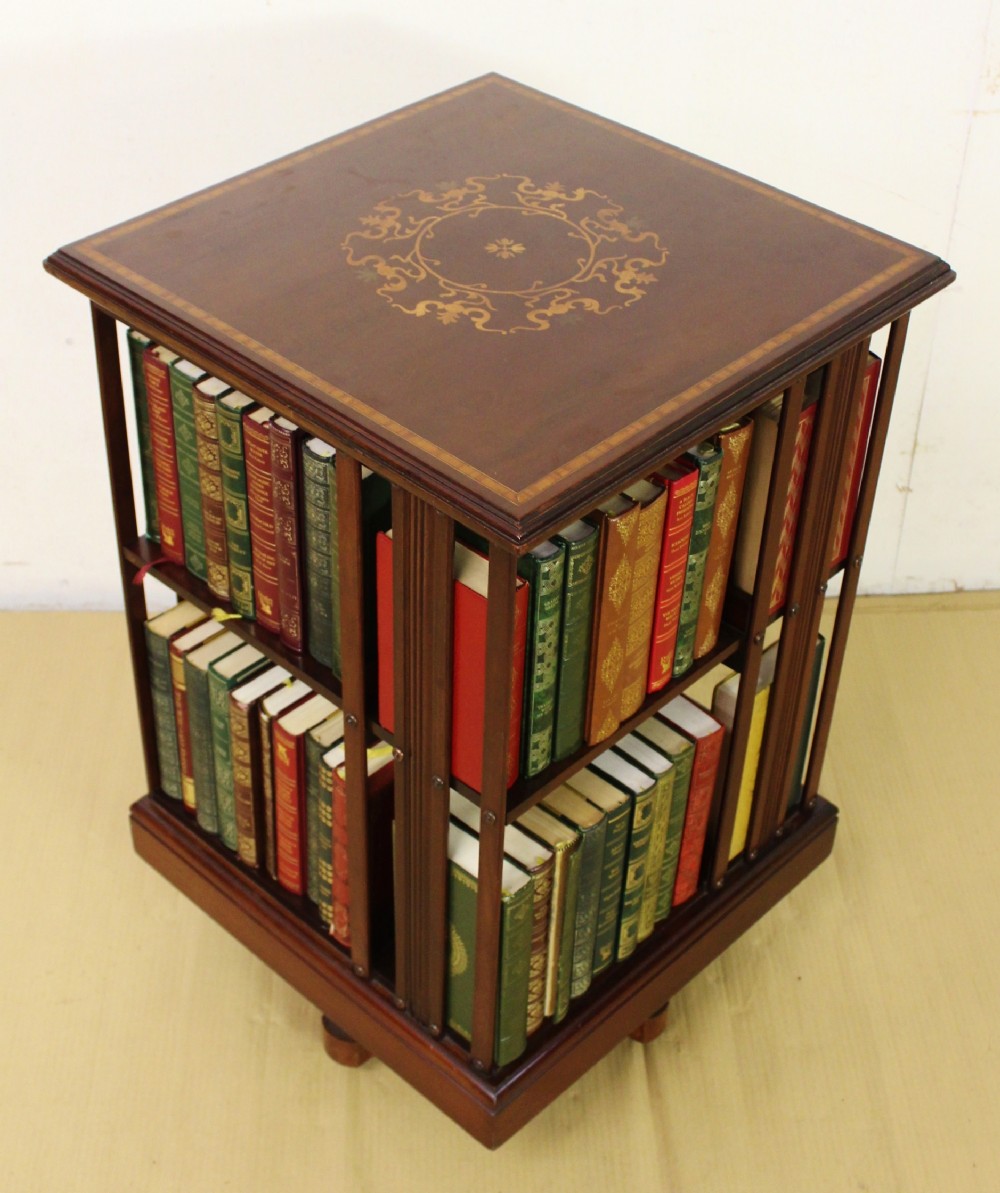Edwardian Inlaid Mahogany Revolving Bookcase