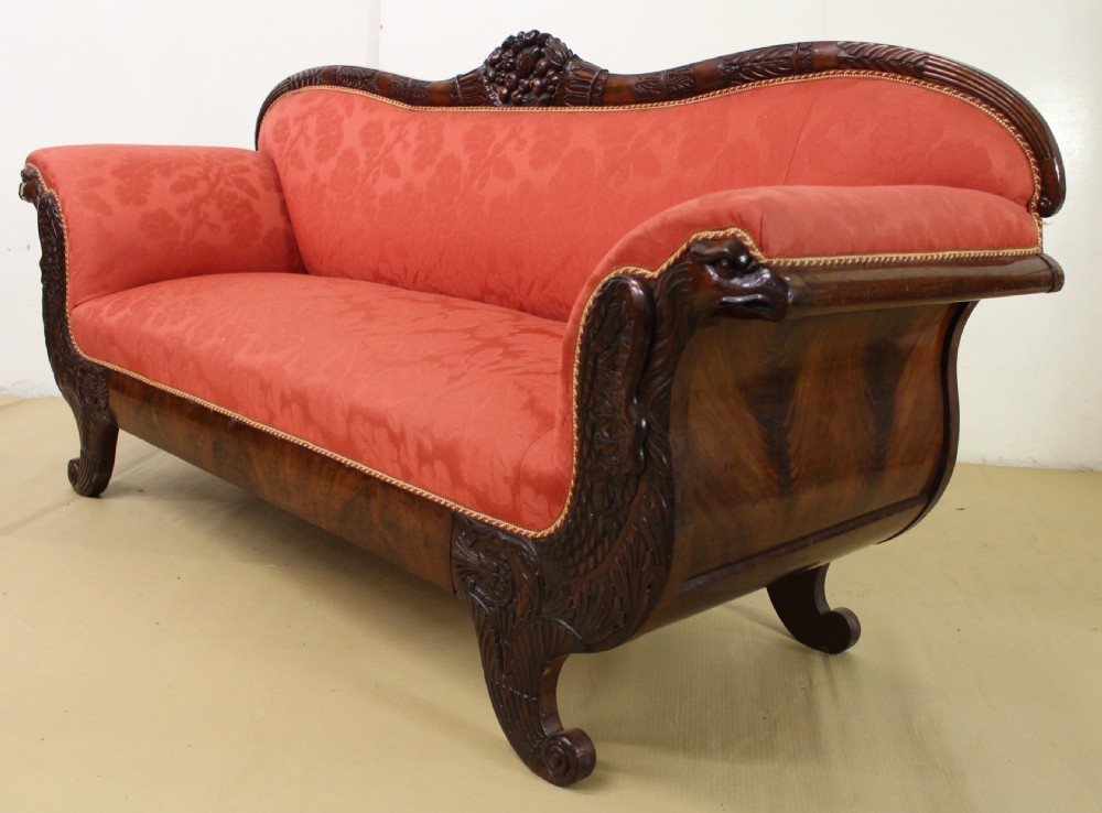 Early Victorian Mahogany Scroll End Settee View II