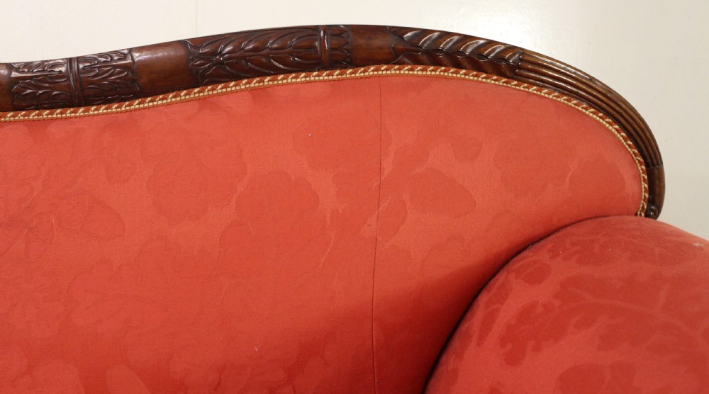 Early Victorian Mahogany Scroll End Settee View VI