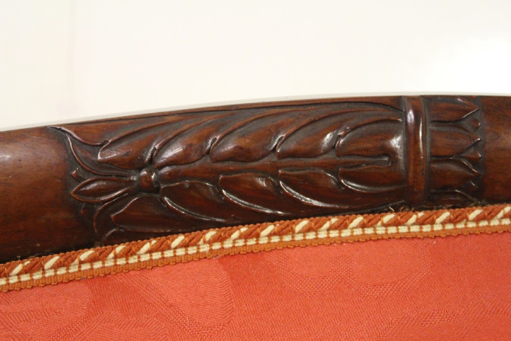 Early Victorian Mahogany Scroll End Settee View VII