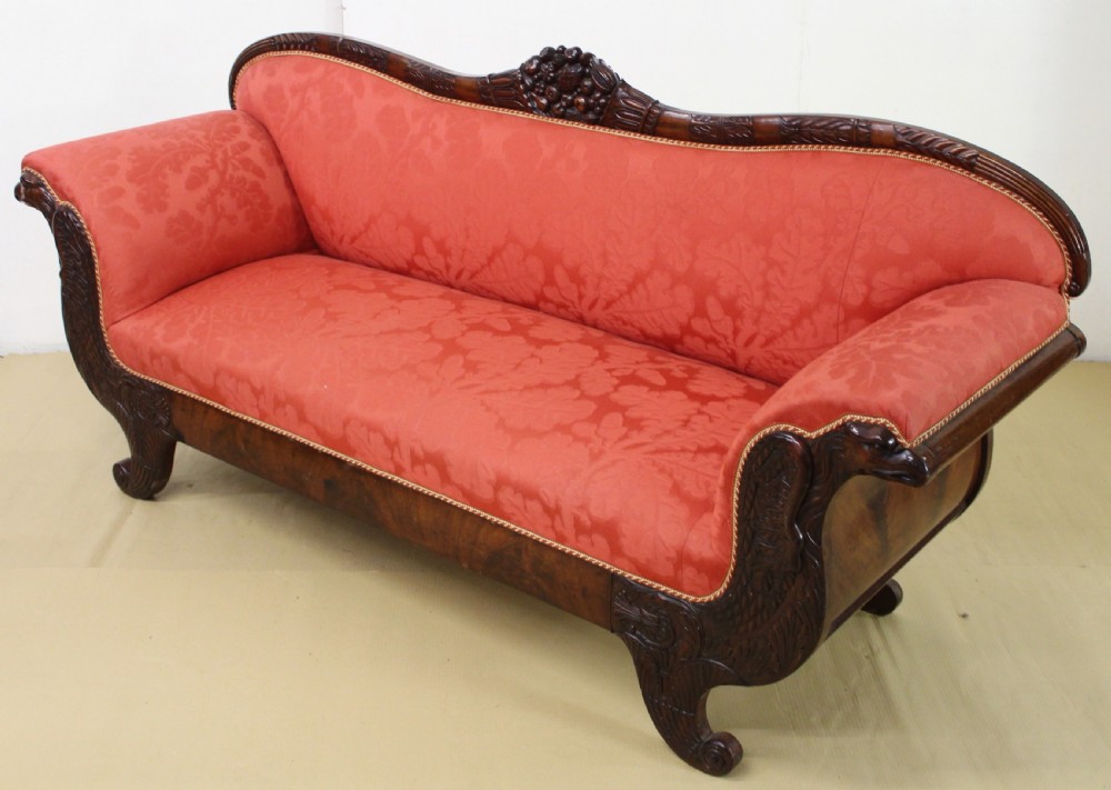 Early Victorian Mahogany Scroll End Settee View XI