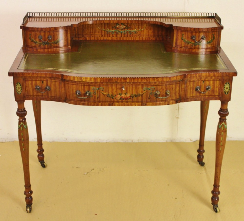 Satinwood Writing Desk with Painted Decoration