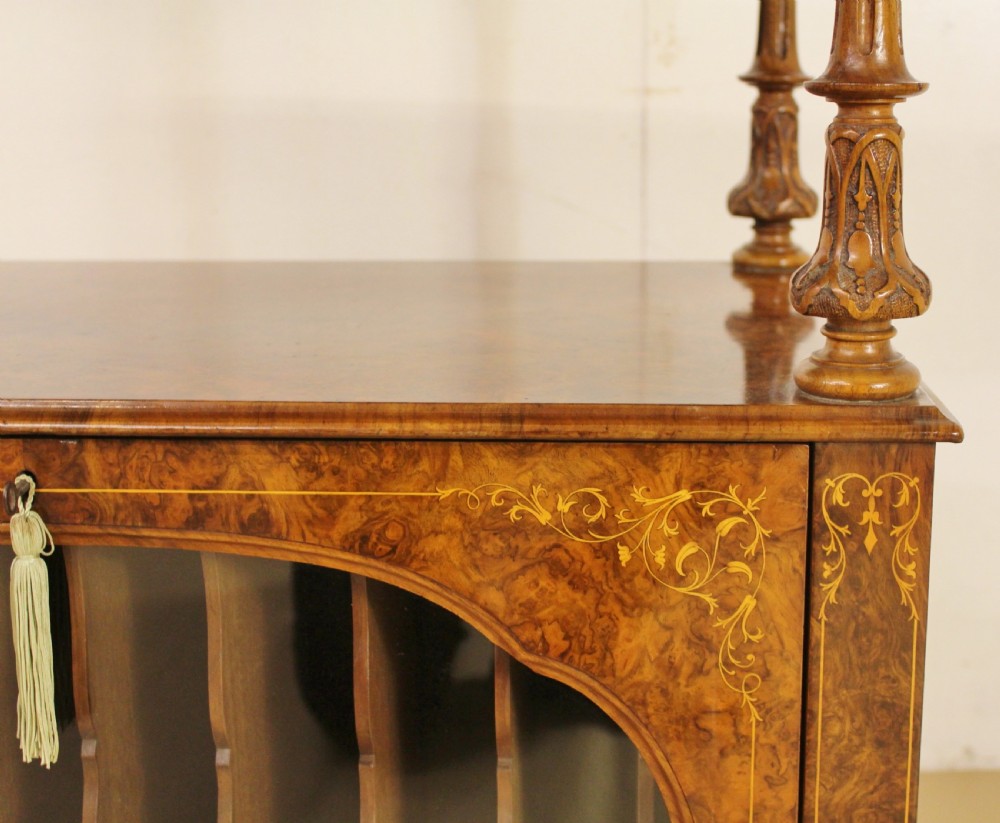 Victorian Inlaid Burr Walnut Canterbury Wot Not View II