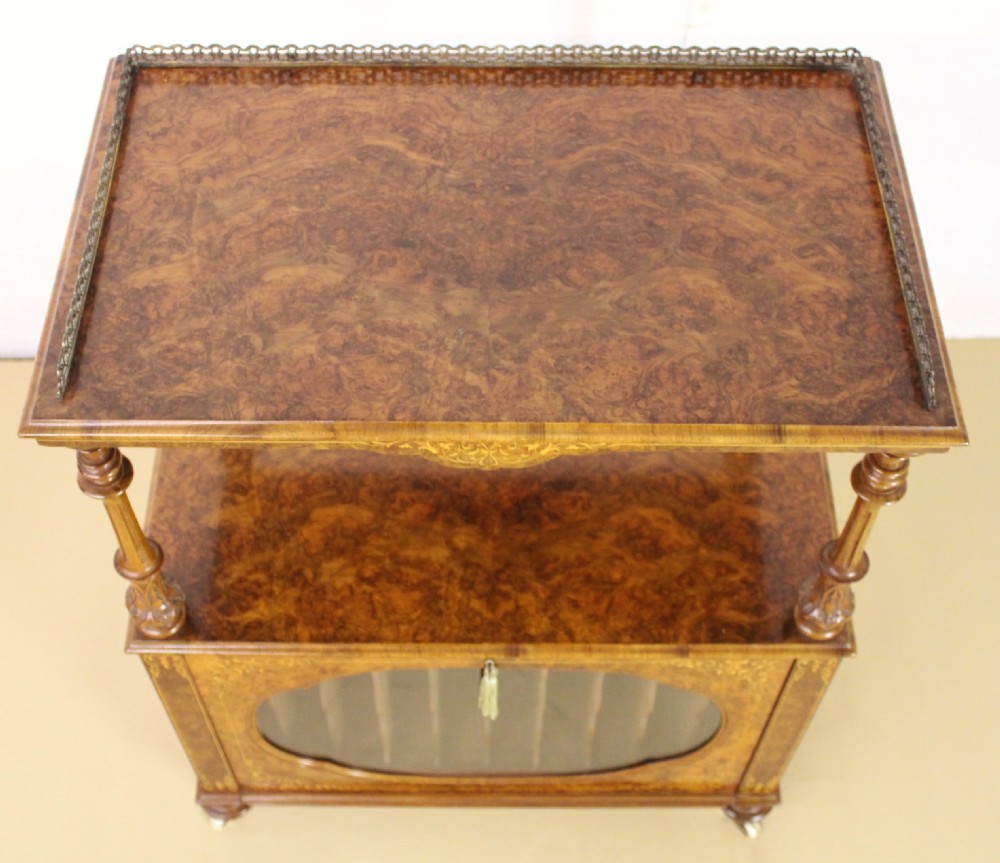 Victorian Inlaid Burr Walnut Canterbury Wot Not View III