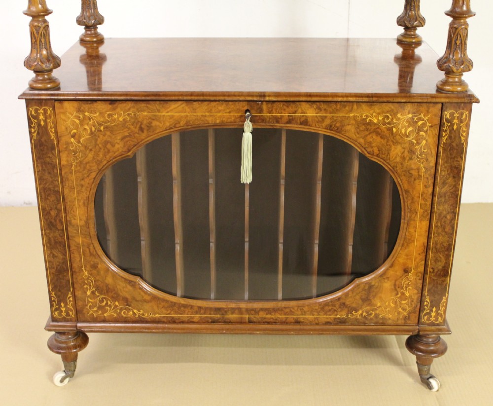 Victorian Inlaid Burr Walnut Canterbury Wot Not View XII