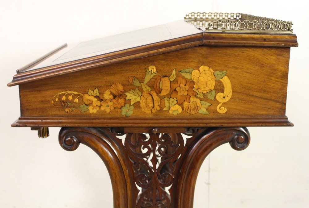 Superb Victorian Inlaid Burr Walnut Davenport View XVII