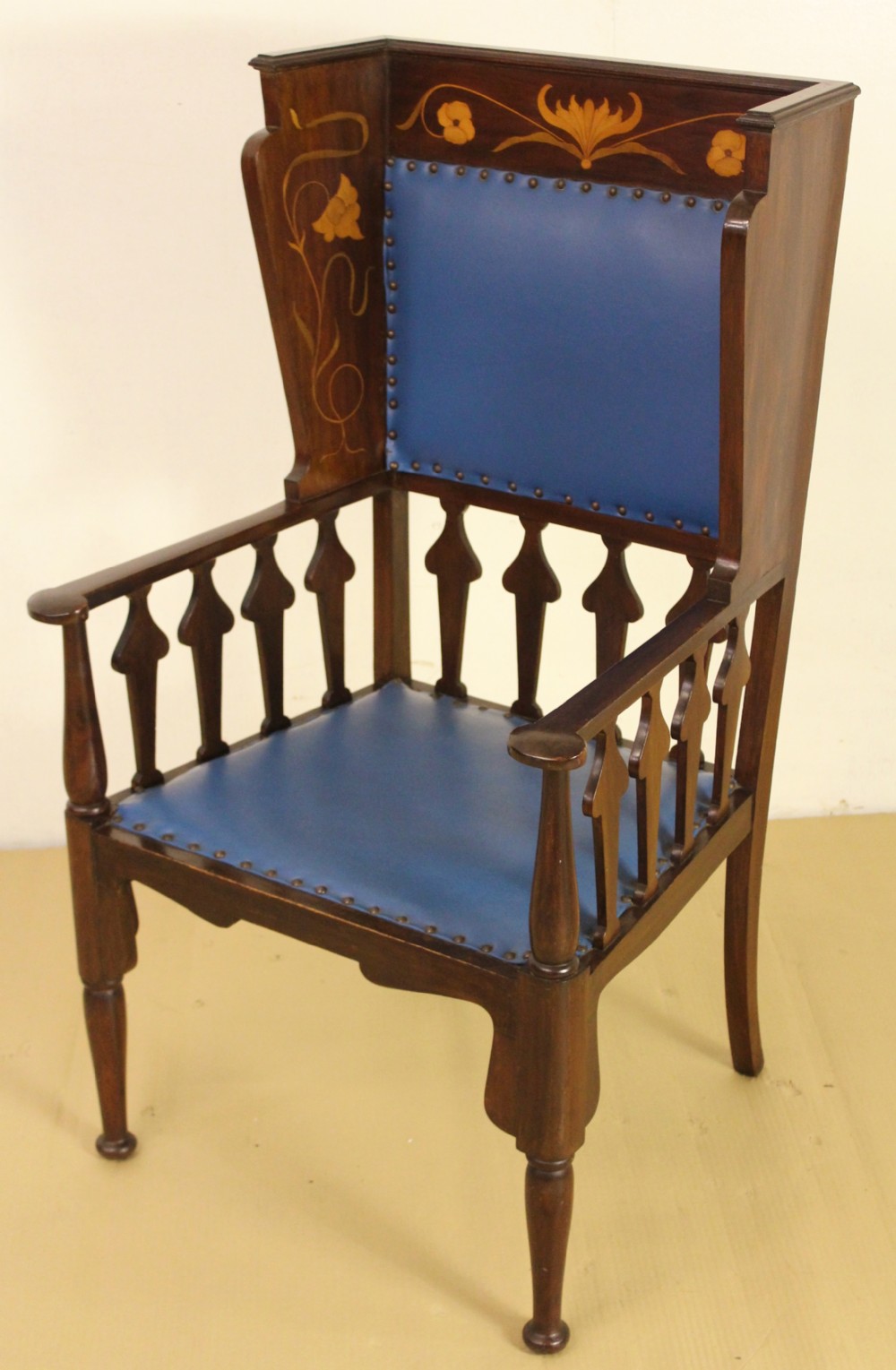 Arts and Crafts Period Inlaid Mahogany Armchair