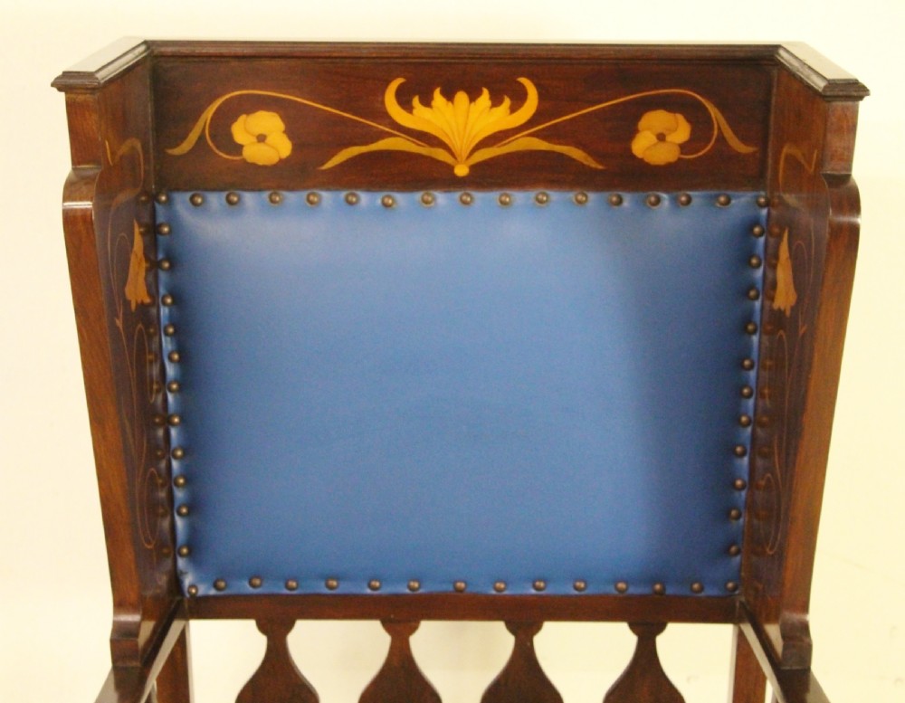 Arts and Crafts Period Inlaid Mahogany Armchair View III