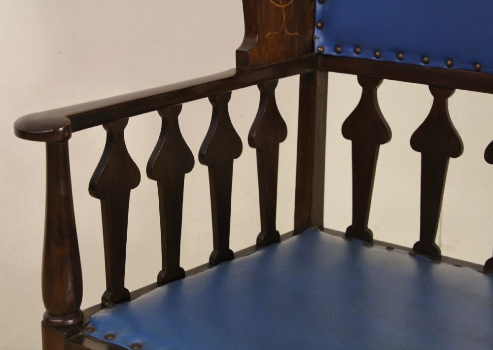 Arts and Crafts Period Inlaid Mahogany Armchair View V