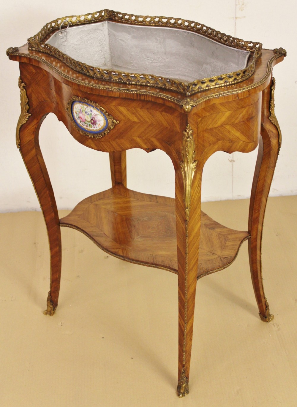 Kingwood Jardiniere With Porcelain Plaques