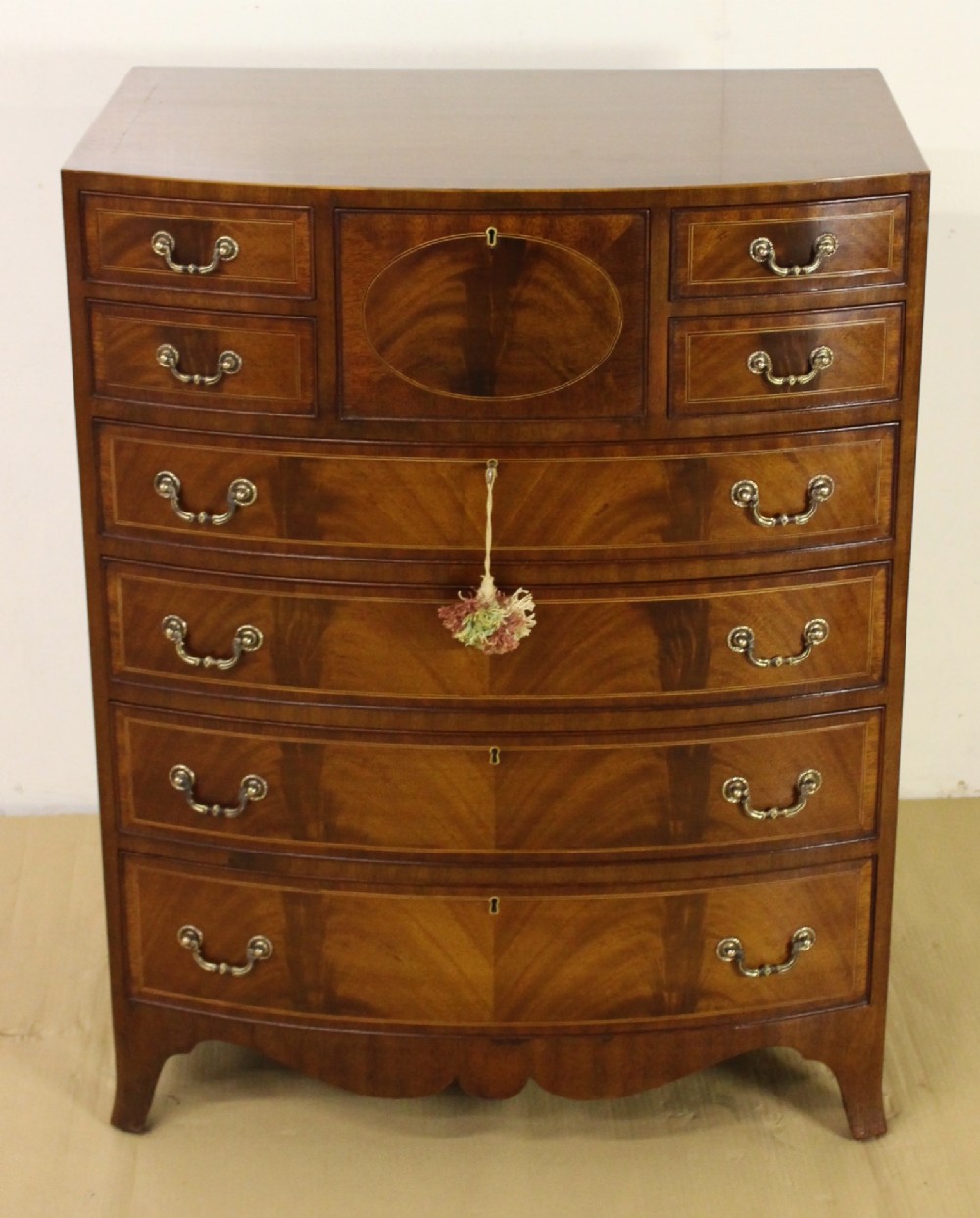 Inlaid Mahogany Bow Fronted Chest of Drawers