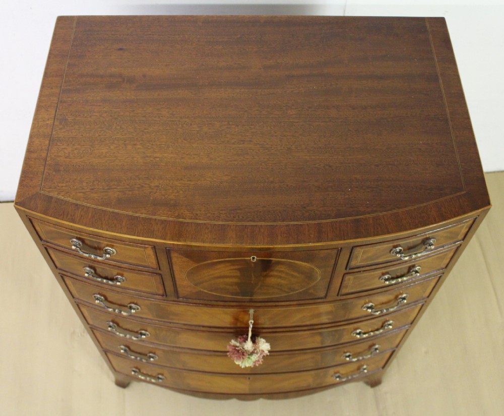 Inlaid Mahogany Bow Fronted Chest of Drawers View II