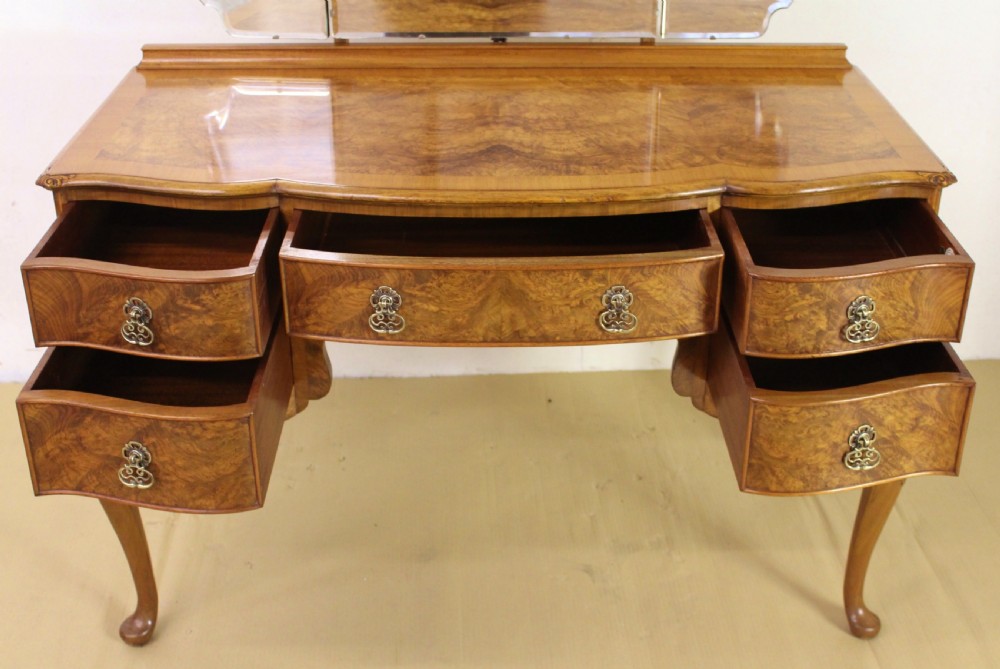Burr Walnut Dressing Table and Stool View III