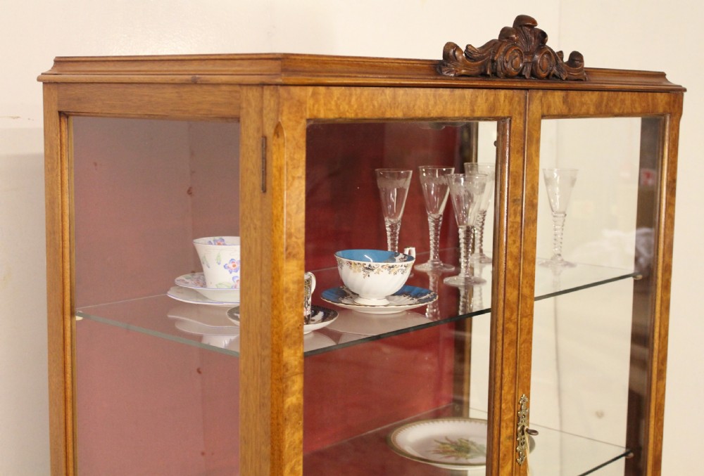 Queen Anne Style Burr Walnut Display Cabinet View IV