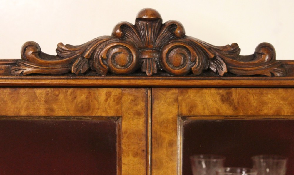 Queen Anne Style Burr Walnut Display Cabinet View IX