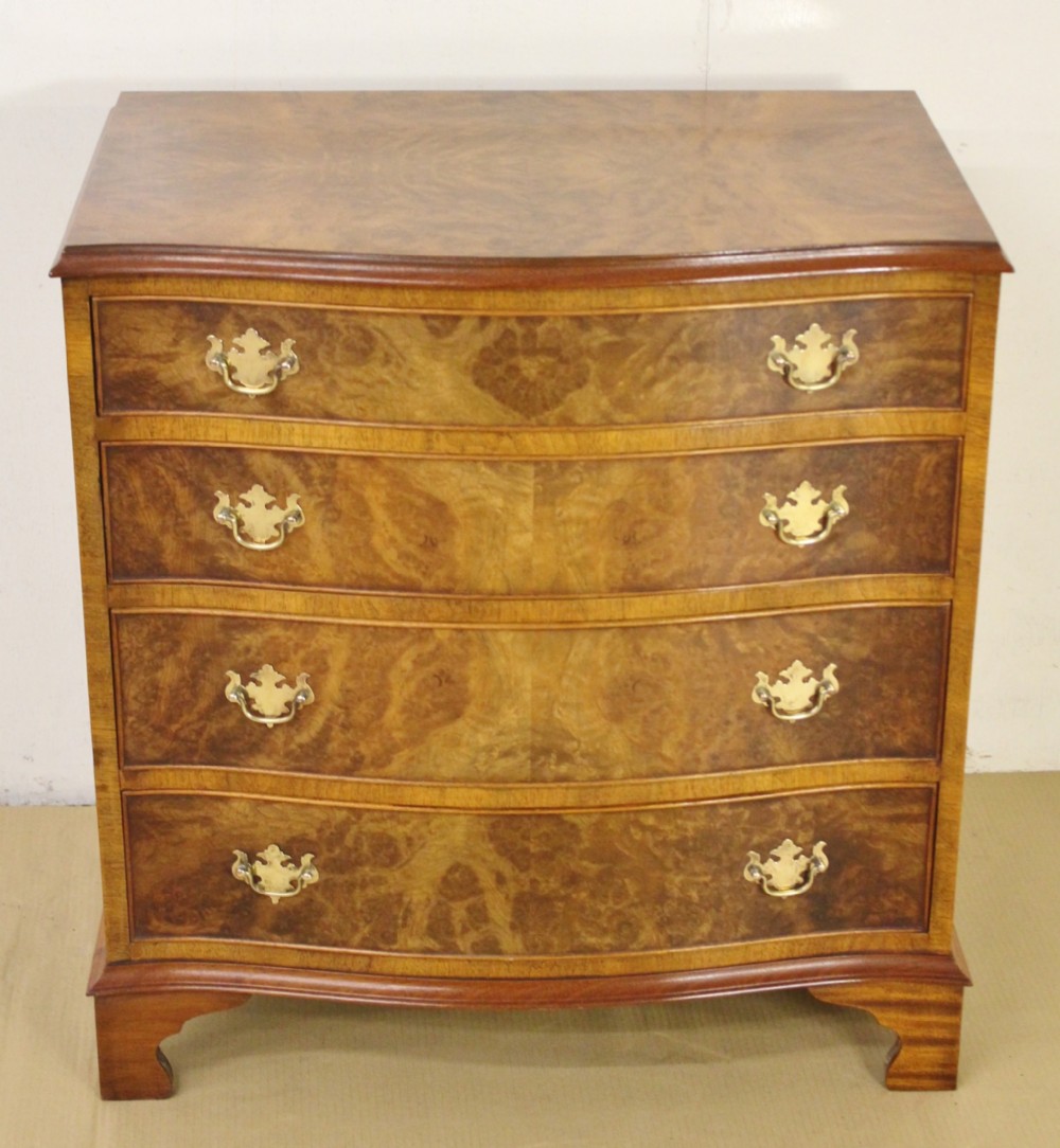 Burr Walnut Serpentine Fronted Chest of Drawers