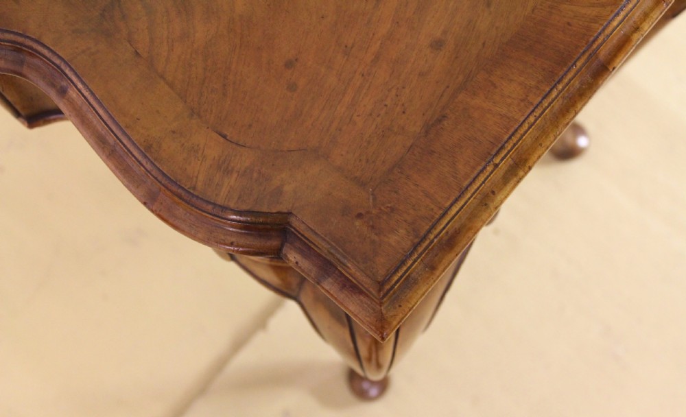 Burr Walnut Serpentine Fronted Side Table View V
