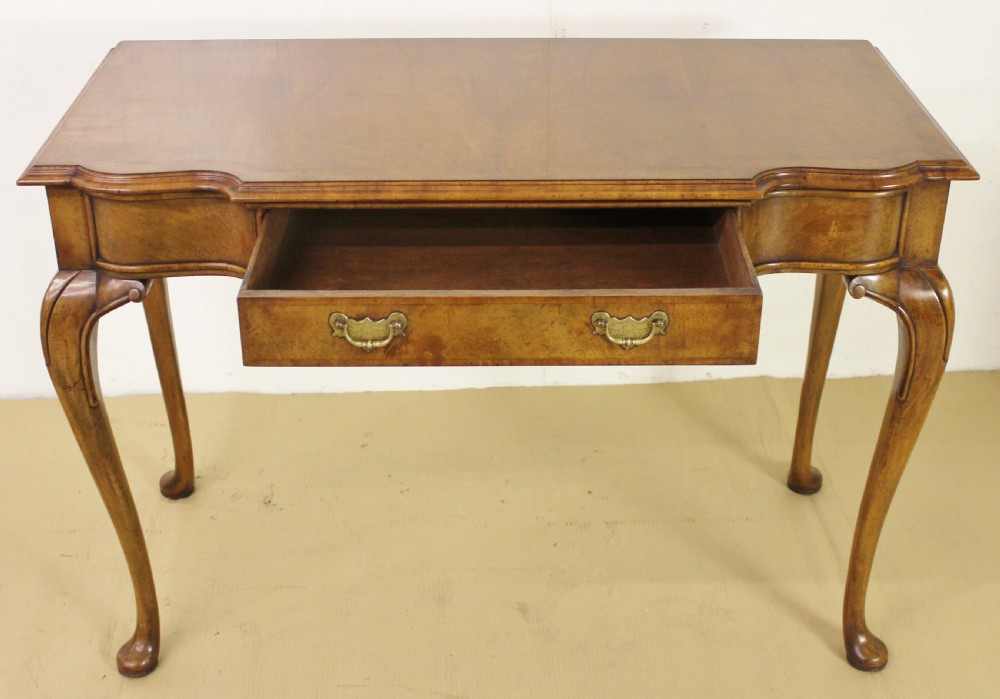 Burr Walnut Serpentine Fronted Side Table View XI