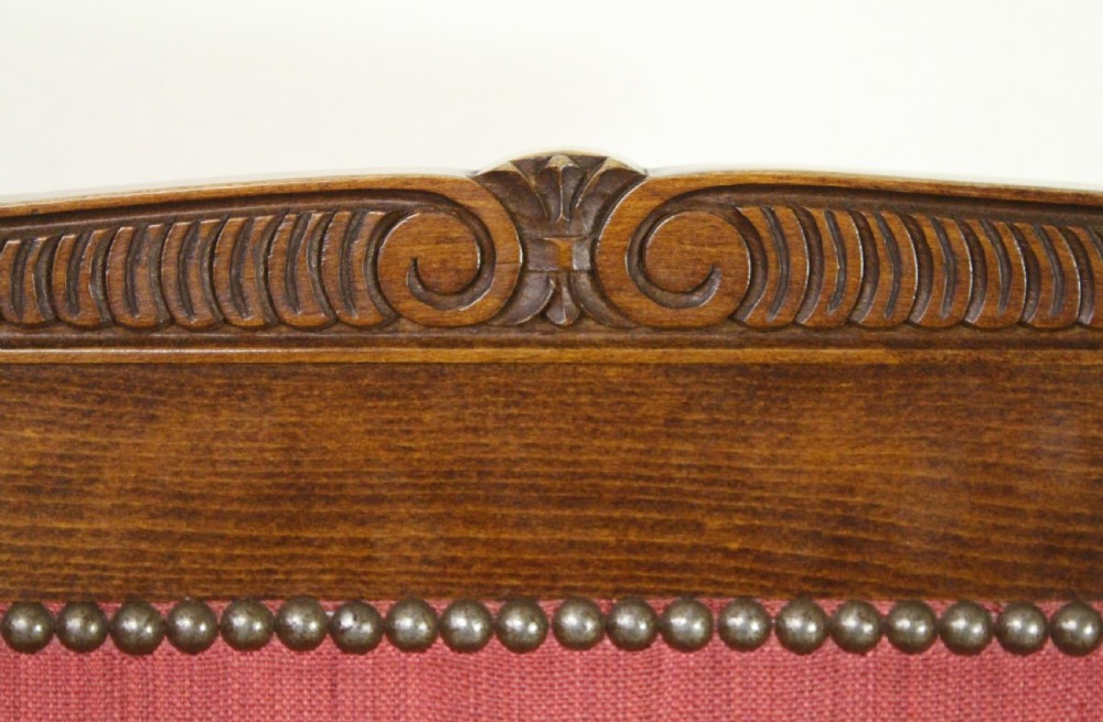 Pair of French Upholstered Mahogany Scroll Armchairs View XIII