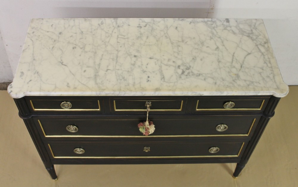 French Marble Topped Painted Commode View V
