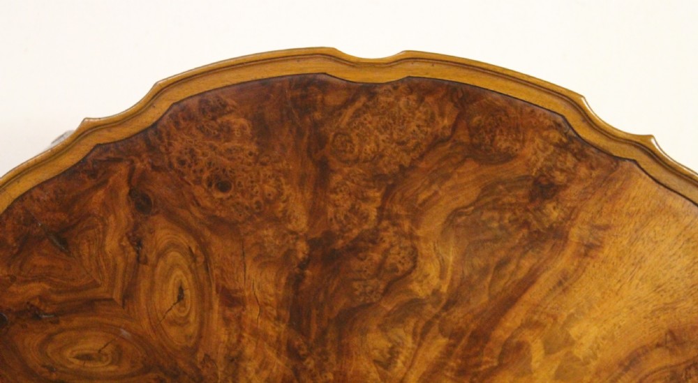 Round Queen Anne Style Burr Walnut Coffee Table View V