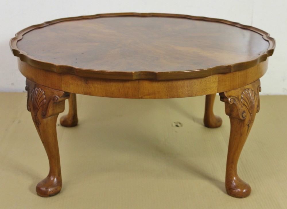 Round Queen Anne Style Burr Walnut Coffee Table View VI