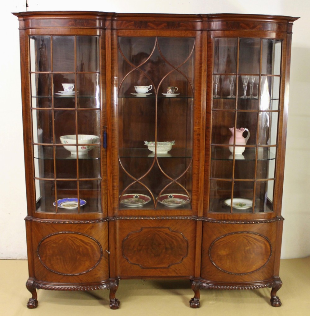 Large Chippendale Style Mahogany Display Cabinet