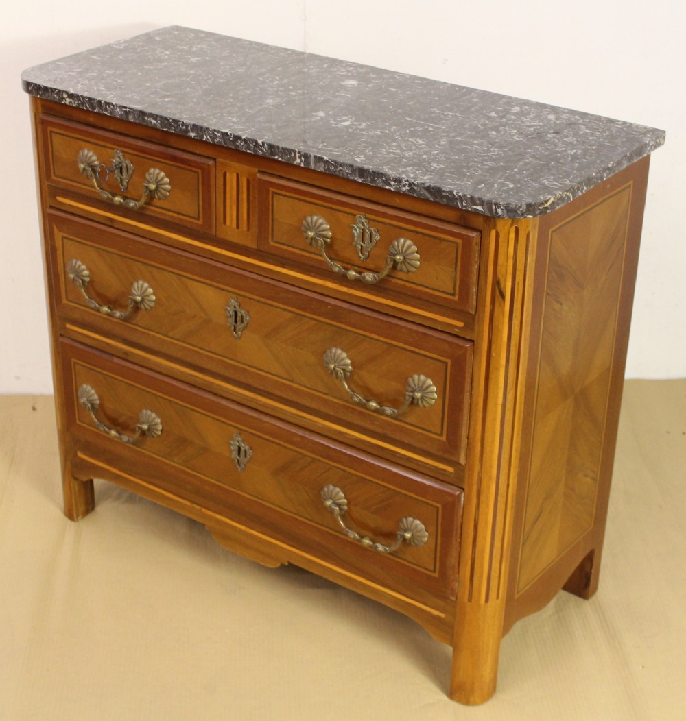 Marble Topped French Walnut Commode
