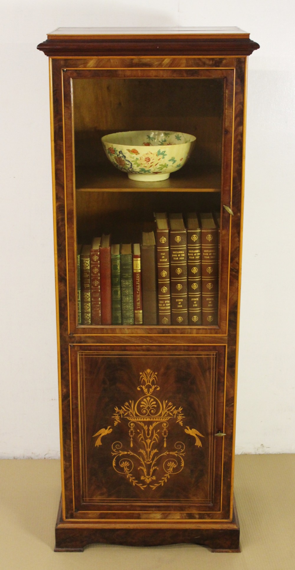 Inlaid Mahogany Slender Bookcase