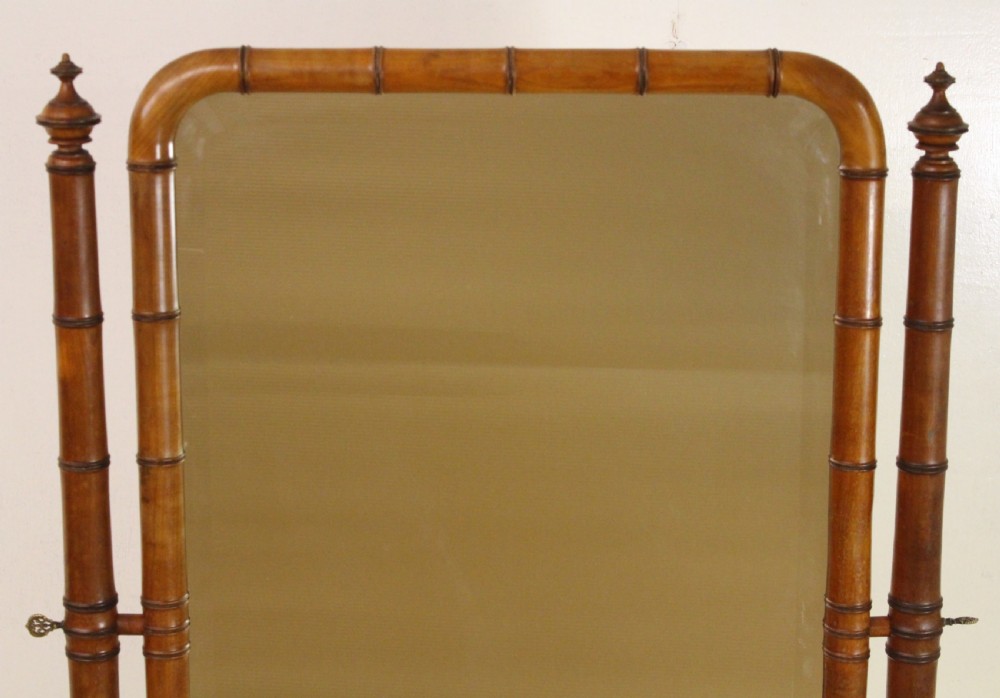 Victorian Faux Bamboo Cheval Mirror View III