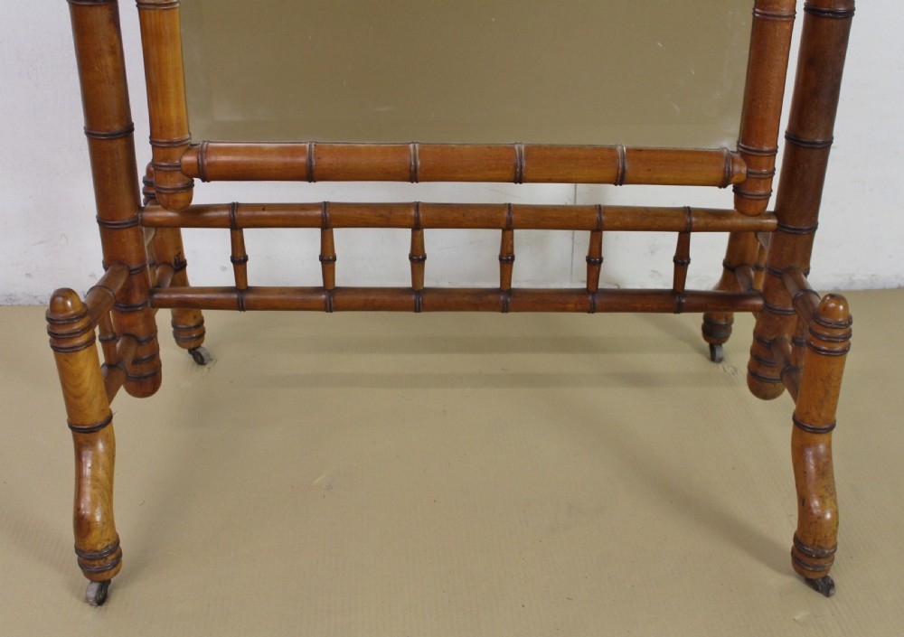 Victorian Faux Bamboo Cheval Mirror View VI