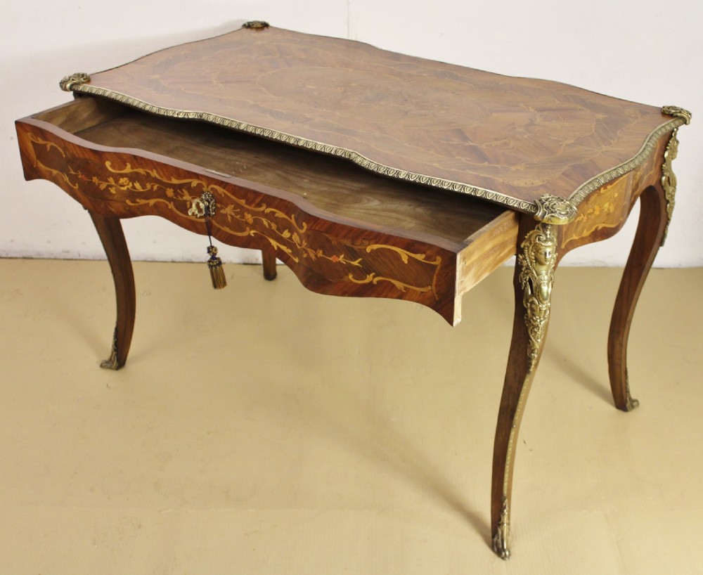 French Rosewood Marquetry Bureau Plat View II