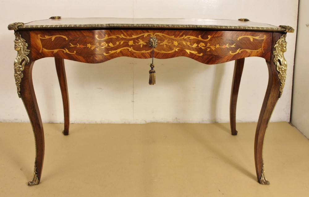 French Rosewood Marquetry Bureau Plat View VII
