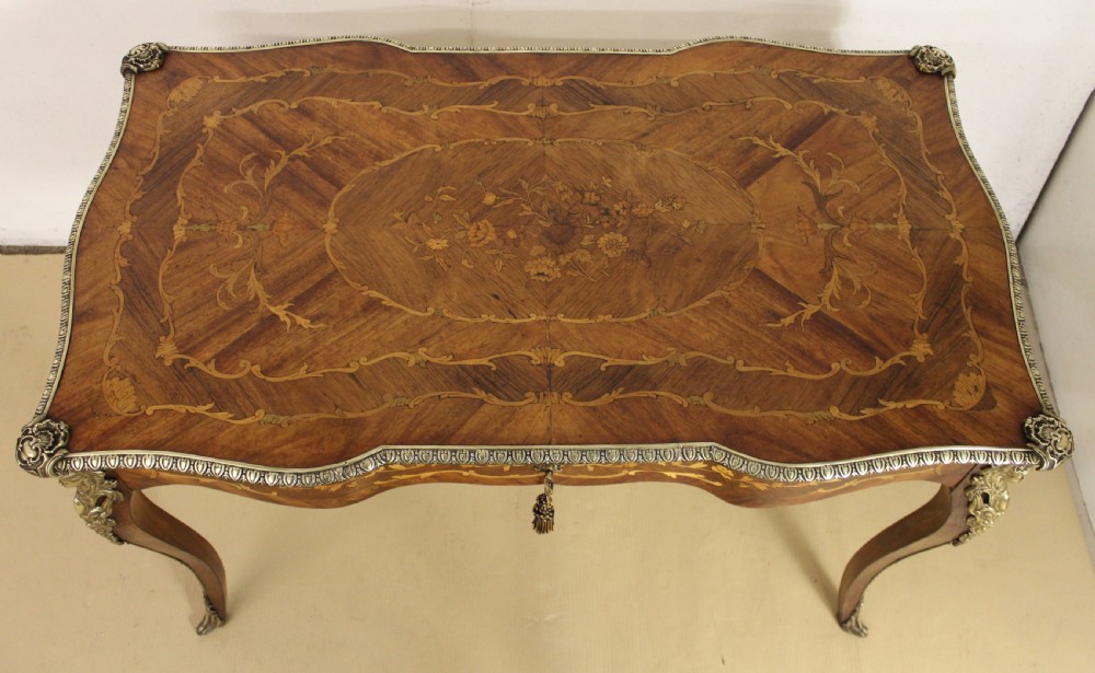 French Rosewood Marquetry Bureau Plat View XV